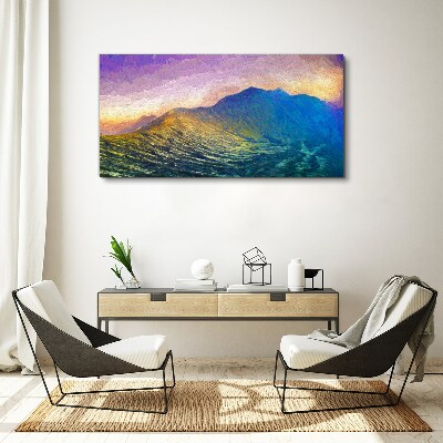 Bild auf leinwand Wellen in der untergehenden Sonne