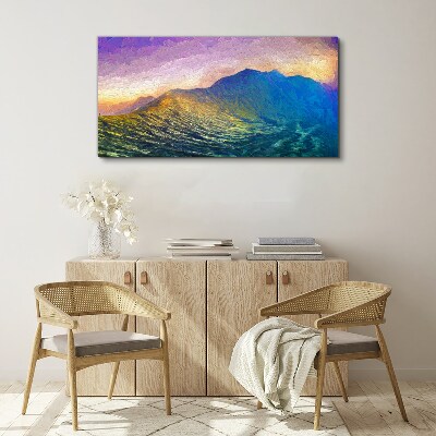 Bild auf leinwand Wellen in der untergehenden Sonne