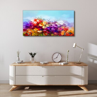 Foto auf leinwand Farbenfrohe Blumenlandschaft im Frühling