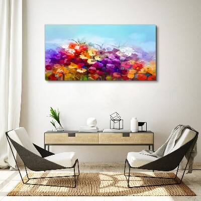 Foto auf leinwand Farbenfrohe Blumenlandschaft im Frühling