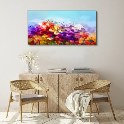 Foto auf leinwand Farbenfrohe Blumenlandschaft im Frühling