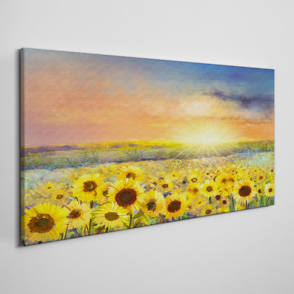 Foto auf leinwand Blumen Feld Sonnenblumen