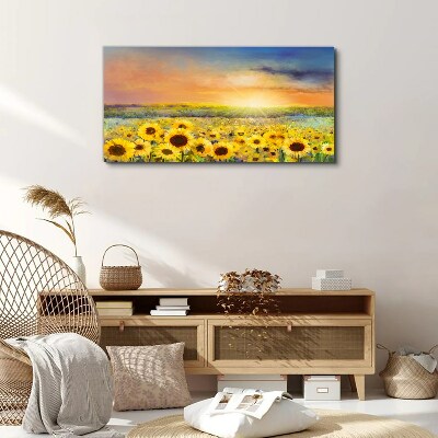 Foto auf leinwand Blumen Feld Sonnenblumen