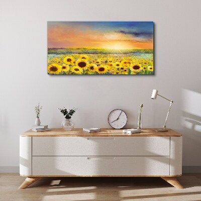 Foto auf leinwand Blumen Feld Sonnenblumen