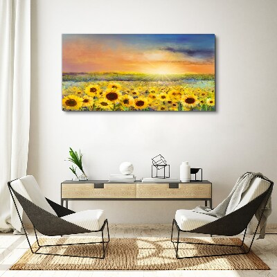 Foto auf leinwand Blumen Feld Sonnenblumen