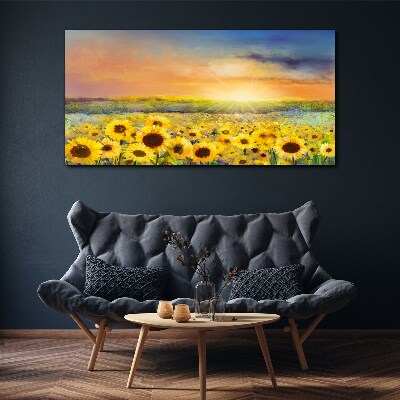 Foto auf leinwand Blumen Feld Sonnenblumen