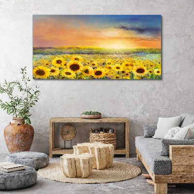 Foto auf leinwand Blumen Feld Sonnenblumen