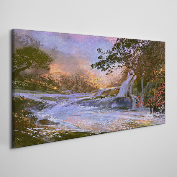 Bild auf leinwand Friedliche Landschaft mit einem Wasserfall