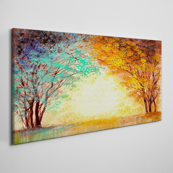 Wandbild Goldene Bäume im Morgenlicht