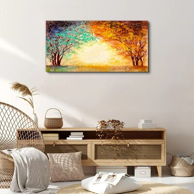 Wandbild Goldene Bäume im Morgenlicht