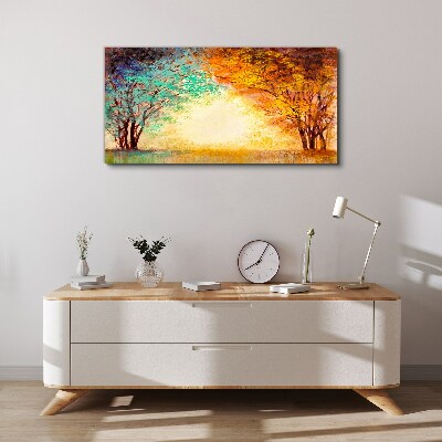Wandbild Goldene Bäume im Morgenlicht