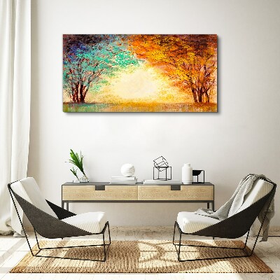 Wandbild Goldene Bäume im Morgenlicht