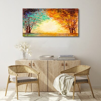Wandbild Goldene Bäume im Morgenlicht