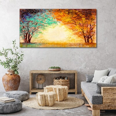Wandbild Goldene Bäume im Morgenlicht