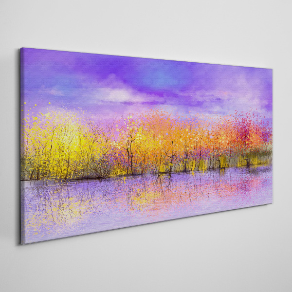 Foto auf leinwand Farbenfrohe Landschaft im Wasser spiegelt sich