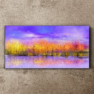 Foto auf leinwand Farbenfrohe Landschaft im Wasser spiegelt sich