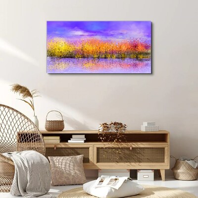 Foto auf leinwand Farbenfrohe Landschaft im Wasser spiegelt sich
