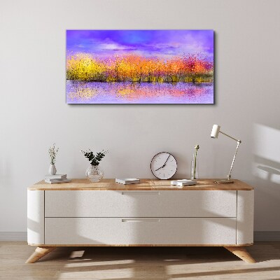 Foto auf leinwand Farbenfrohe Landschaft im Wasser spiegelt sich