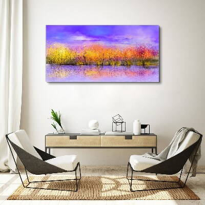 Foto auf leinwand Farbenfrohe Landschaft im Wasser spiegelt sich