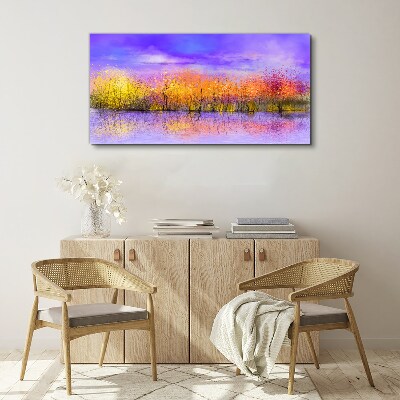 Foto auf leinwand Farbenfrohe Landschaft im Wasser spiegelt sich