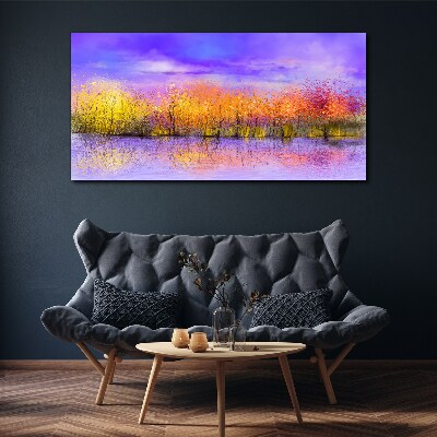 Foto auf leinwand Farbenfrohe Landschaft im Wasser spiegelt sich