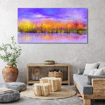 Foto auf leinwand Farbenfrohe Landschaft im Wasser spiegelt sich