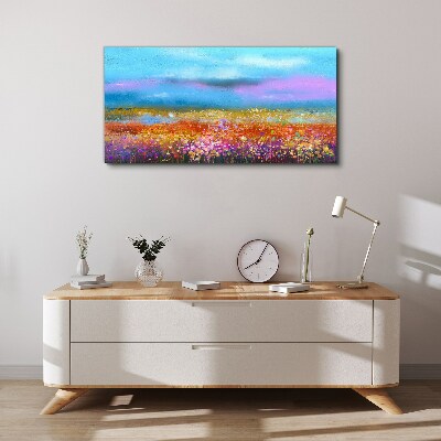 Wandbild Blumenlandschaft in Pastellfarben
