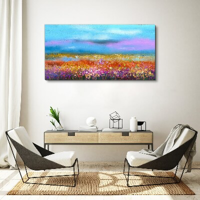 Wandbild Blumenlandschaft in Pastellfarben