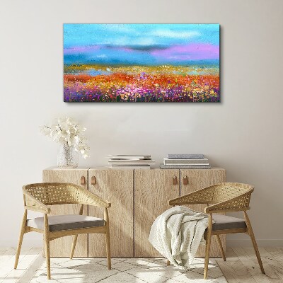 Wandbild Blumenlandschaft in Pastellfarben