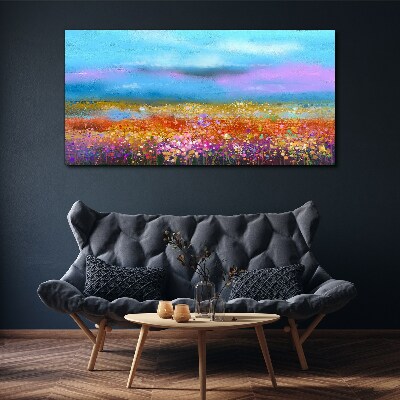 Wandbild Blumenlandschaft in Pastellfarben