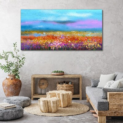 Wandbild Blumenlandschaft in Pastellfarben