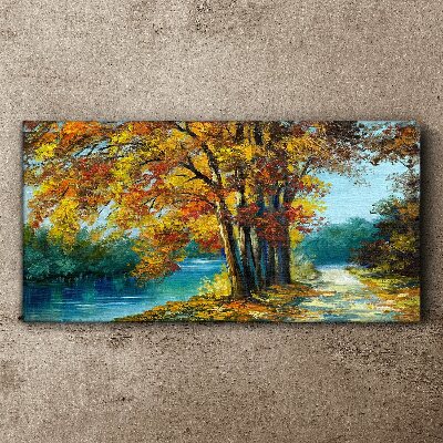 Bild auf leinwand Herbstliche Gasse am Fluss