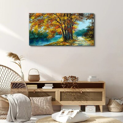 Bild auf leinwand Herbstliche Gasse am Fluss