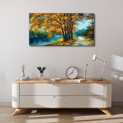Bild auf leinwand Herbstliche Gasse am Fluss