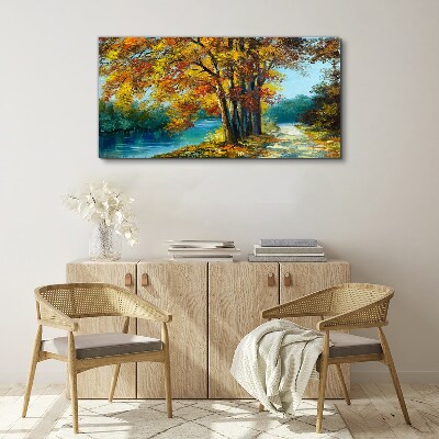 Bild auf leinwand Herbstliche Gasse am Fluss