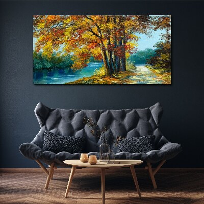 Bild auf leinwand Herbstliche Gasse am Fluss