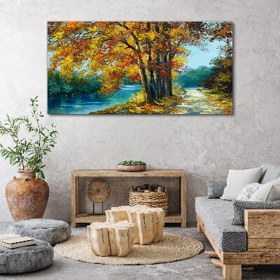 Bild auf leinwand Herbstliche Gasse am Fluss