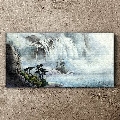 Foto auf leinwand Wasserfall in mystischer Landschaft