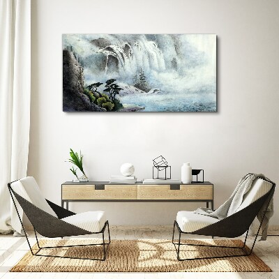 Foto auf leinwand Wasserfall in mystischer Landschaft