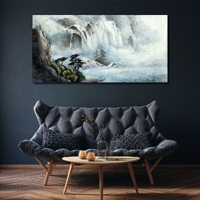Foto auf leinwand Wasserfall in mystischer Landschaft