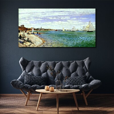 Foto auf leinwand Küstenlandschaft mit Segelbooten