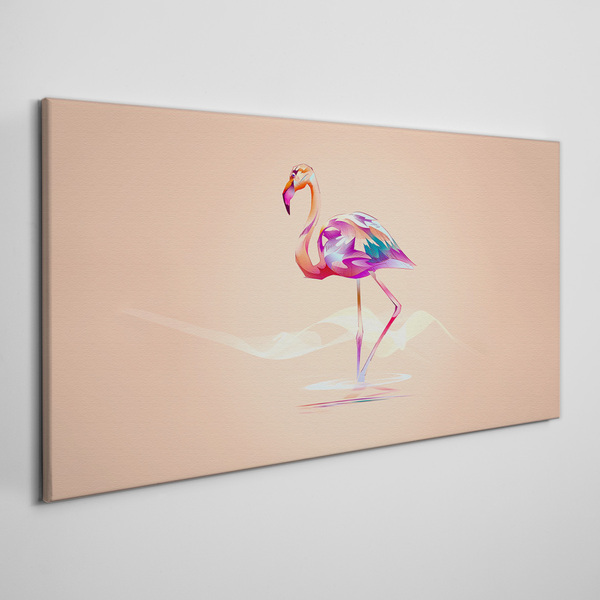 Foto auf leinwand Rosa Flamingo auf pastellfarbenem Hintergrund