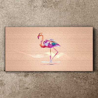 Foto auf leinwand Rosa Flamingo auf pastellfarbenem Hintergrund