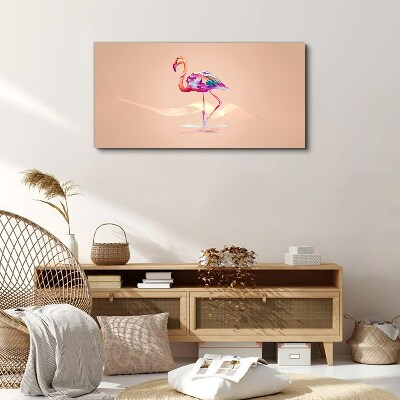 Foto auf leinwand Rosa Flamingo auf pastellfarbenem Hintergrund