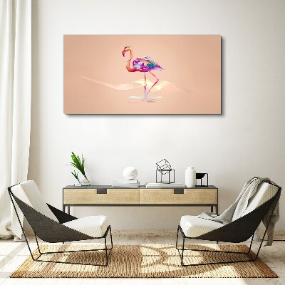 Foto auf leinwand Rosa Flamingo auf pastellfarbenem Hintergrund
