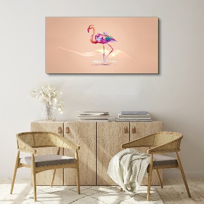 Foto auf leinwand Rosa Flamingo auf pastellfarbenem Hintergrund