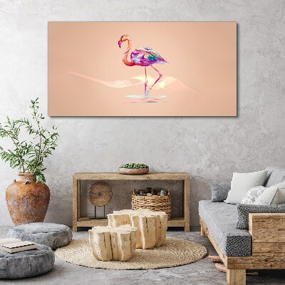 Foto auf leinwand Rosa Flamingo auf pastellfarbenem Hintergrund