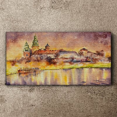 Foto auf leinwand Goldene Spiegelungen auf dem Fluss