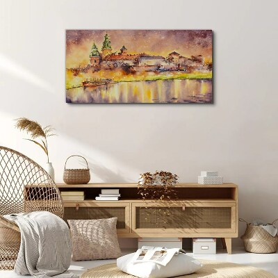 Foto auf leinwand Goldene Spiegelungen auf dem Fluss