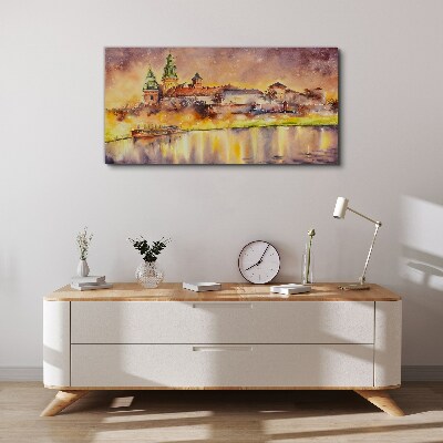 Foto auf leinwand Goldene Spiegelungen auf dem Fluss